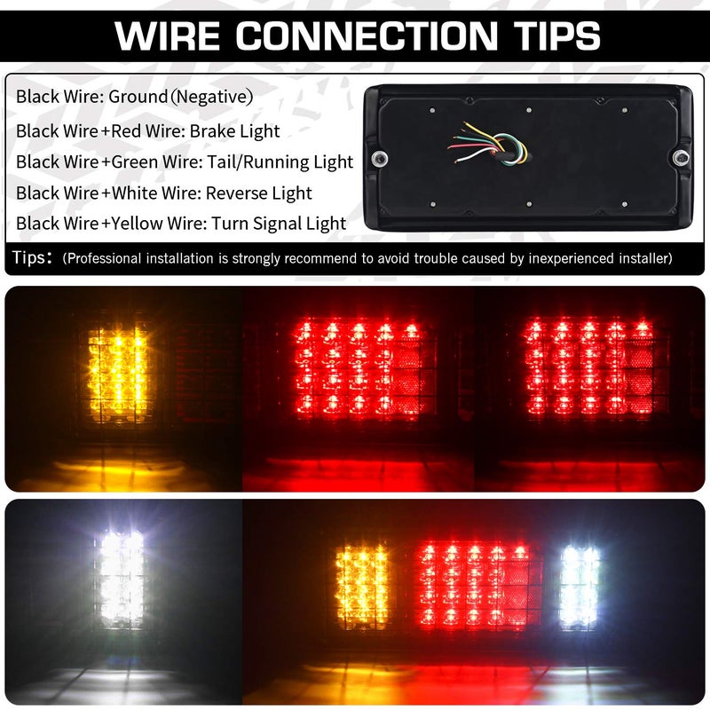 LINKITOM 40 LED Truck Tail Light Bar, Super Bright Turn Signal Brake Reverse Tail Light with Iron Net Protection for 10-30 Volt Truck Boat Snowmobile Trailer Pickup RV Camper UTV UTE Vans - Image 2